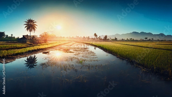 Obraz calm ricefield, AI Generated
