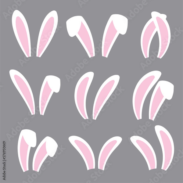 Fototapeta Rabbit ears headband set. Easter bunny ears isolated on background.