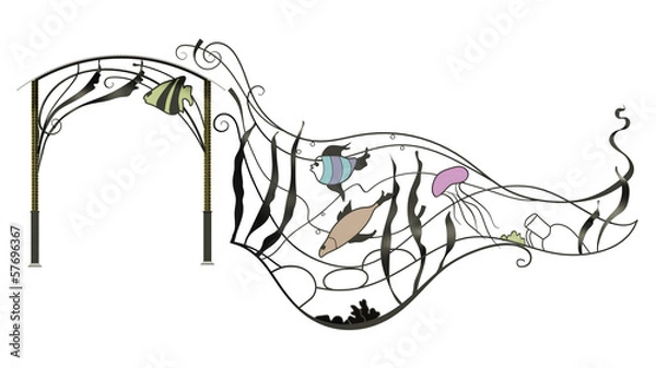 Obraz Wrought iron canopy isolated on white background