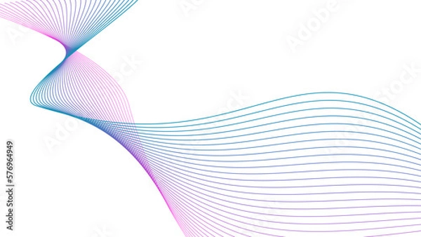 Obraz blue magenta purple wavy tech lines abstract background illustration eps 