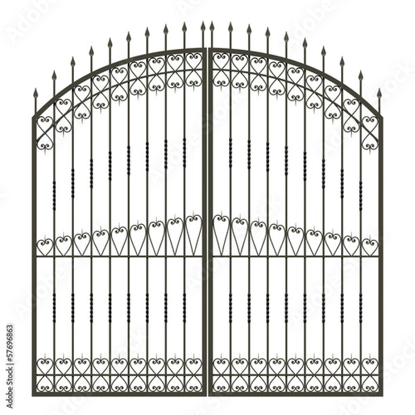 Obraz Forged gate isolated on white background