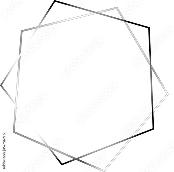 Fototapeta Frame made of two metal pentagons, borders, templates