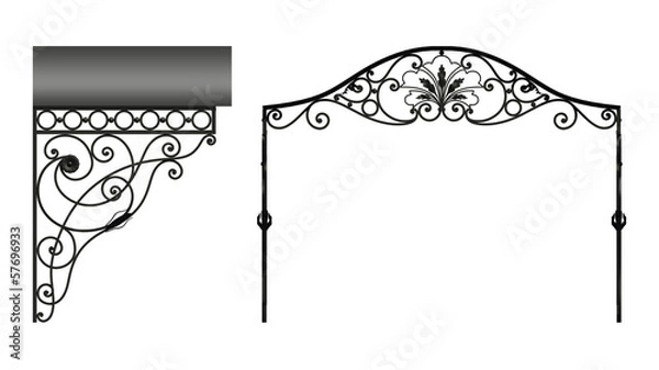 Obraz Wrought iron canopy isolated on white background