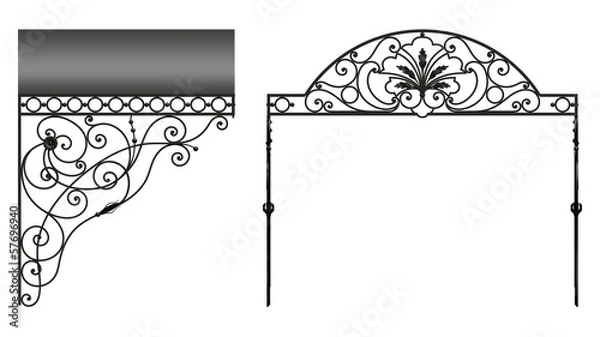 Obraz Wrought iron canopy isolated on white background