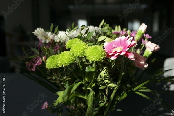 Fototapeta bouquet of spring flowers on a black background