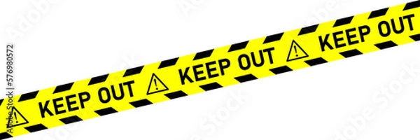 Fototapeta Caution Danger Stop Keep Out Crime Scene Yellow Black Stripe Tape Stripe Warning or Restriction Sign Icon Symbol with Empty Space for Text. Vector Image.