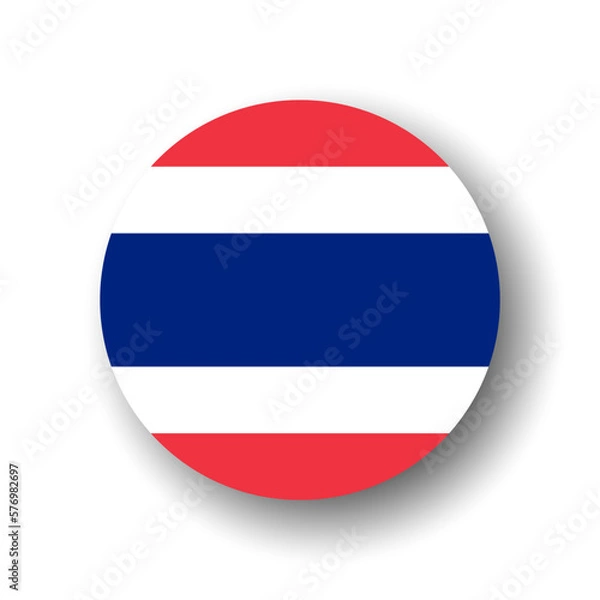 Fototapeta Thailand flag - flat vector circle icon or badge with dropped shadow.