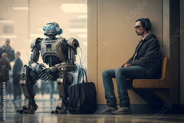 Obraz AI robot waiting for a job interview
