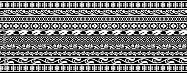 Obraz Seamless Paisley Indian black and whiteboder Abstract boder