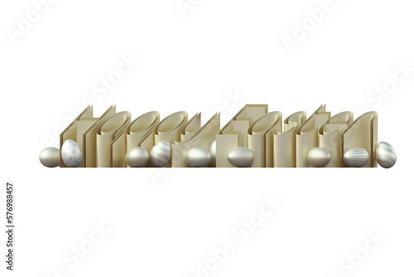 Fototapeta happy easter 3d letters gold