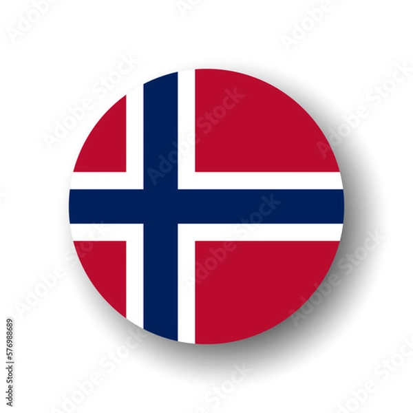 Fototapeta Norway flag - flat vector circle icon or badge with dropped shadow.