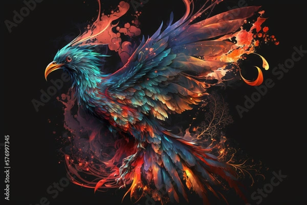 Obraz Phoenix Fantastic Bird with Vibrant Colors of the Feathers and majestic look. Ai generated