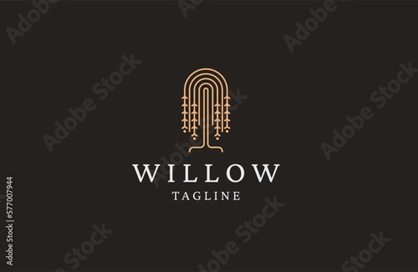 Fototapeta Willow tree logo icon design template flat vector