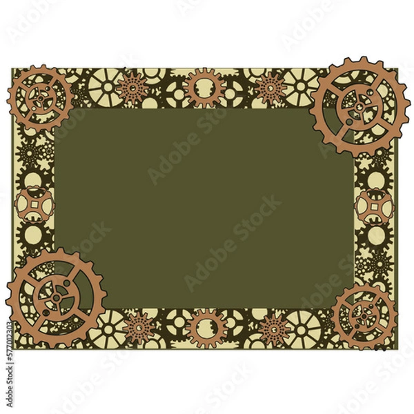 Fototapeta Steampunk frame. Steampunk style. Template design for card. Mechanical cog wheel frame. Abstract vector illustration.

