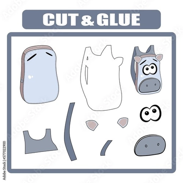 Fototapeta Cut out and glue the parts of the image. Kiddish backpack