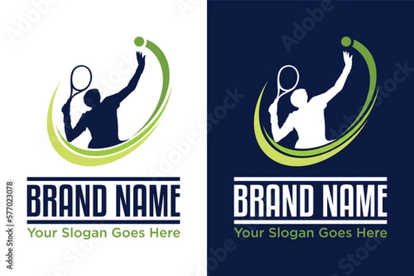 Fototapeta Tennis and tennis player hits the ball with a tennis racket illustration logo design
