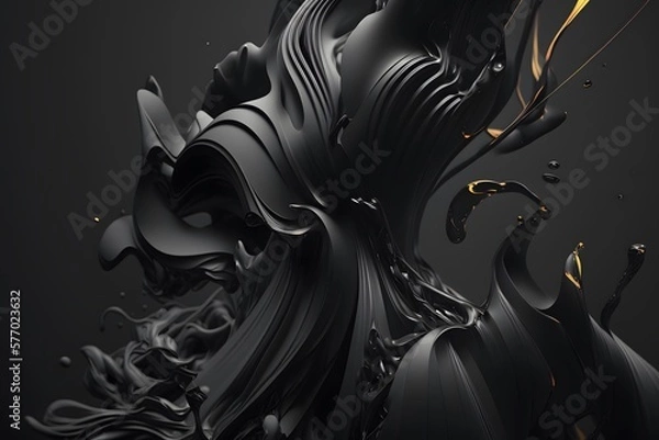Fototapeta black liquid abstract created using AI Generative Technology