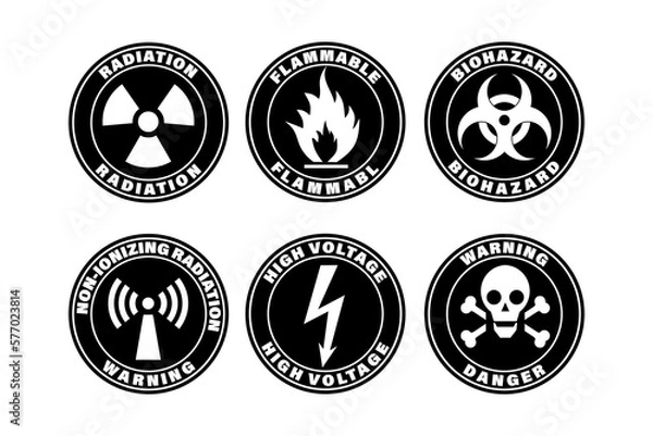Fototapeta set of warning badges and labels