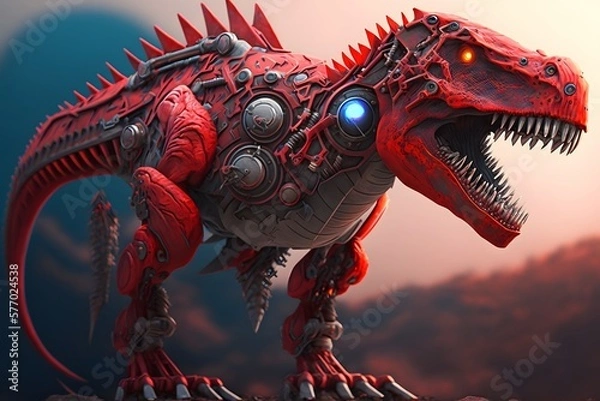 Obraz dinosaur robot  created using AI Generative Technology