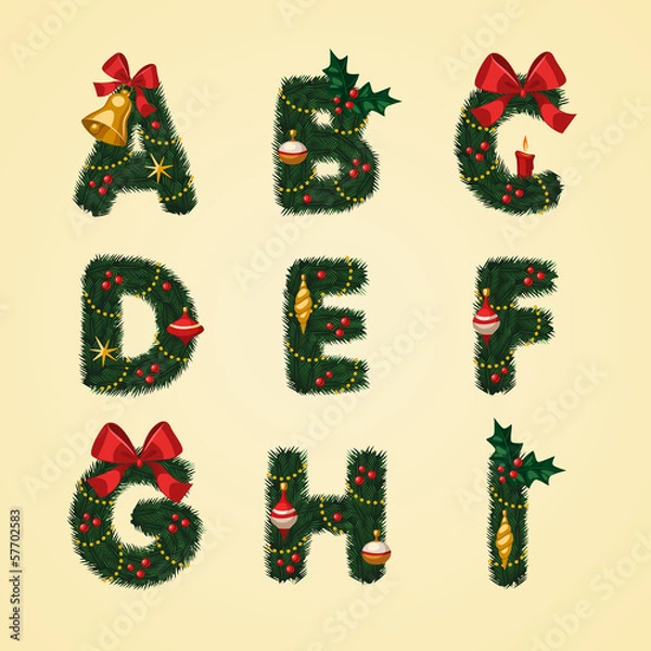 Obraz Christmas Alphabet. Vector illustration.