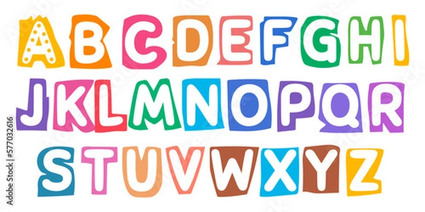 Fototapeta Cute ABC alphabet decorative letters. Alphabet For Children. Kids Learning Material. Card For Learning Alphabet
