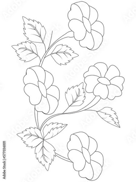 Fototapeta hand drawn simple flower coloring pages for kids and adult