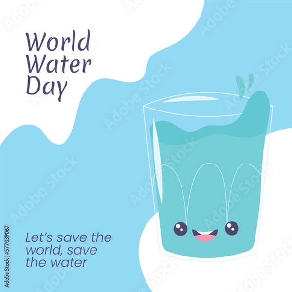 Fototapeta world water day vector illustration flat design with drop