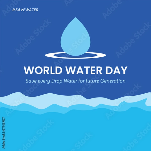 Fototapeta World Water Day - vector abstract waterdrop concept. Save the water - ecology concept background.