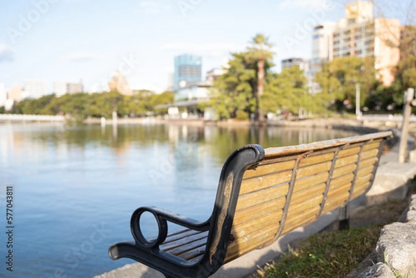 Fototapeta 大濠公園のベンチ