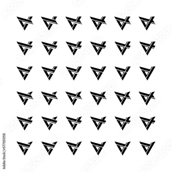 Obraz Set of abstract V. Letter, initial, icon, vector, logo design, template