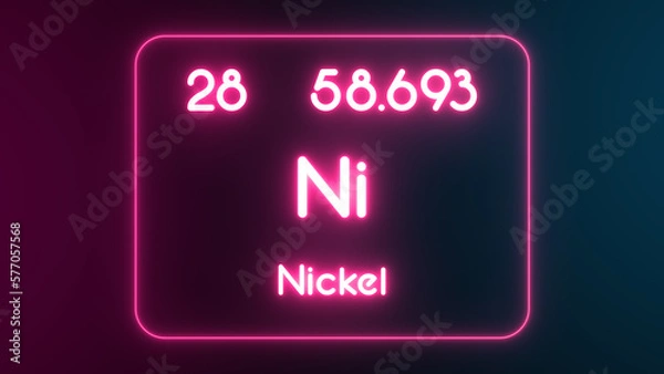 Fototapeta Modern periodic table Nickel element neon text Illustration