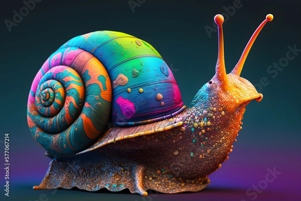 Obraz colorful snail created using AI Generative Technology