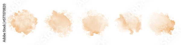 Fototapeta Peach watercolor splash on white background. Vector brown watercolour texture. Ink paint brush stain. Watercolor pastel splash. Peach water color splatter on light background