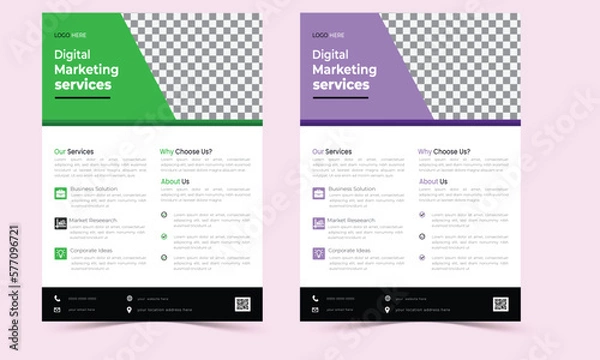 Fototapeta Business Flyer annual report, poster, flyer in A4 modern template, in red color, Corporate Flyer Template Geometric shape Corporate Flyer Template Geometric shape