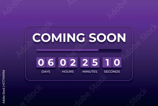 Obraz Coming soon text with countdown clock