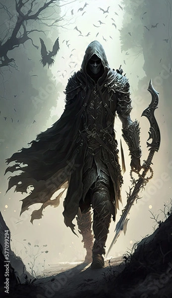 Fototapeta Dark Futuristic Visions Exploring the Bleak and Beautiful Future Reaper Slayer AI generated