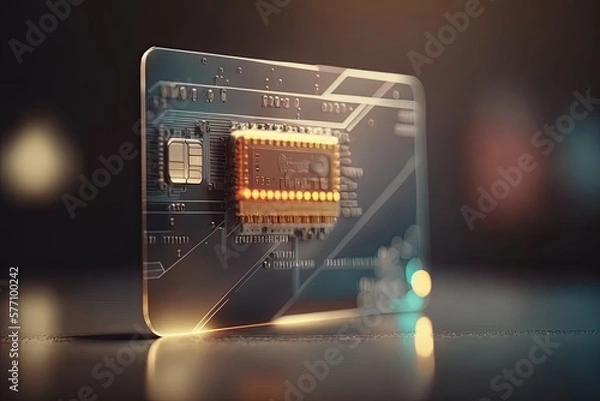 Fototapeta Futuristic credit card for online shopping. Payment Technology. Generative AI