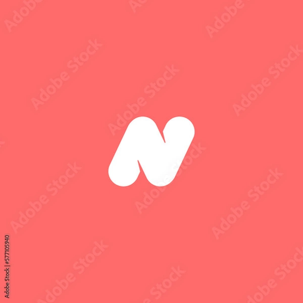 Obraz letter n embossed logo on pink background