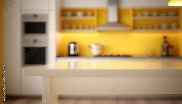Fototapeta Modern kitchen interior with blurred background generative ai