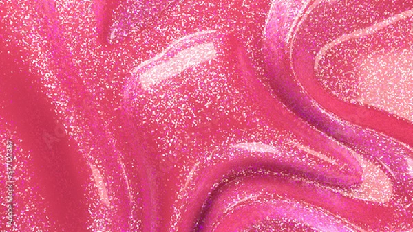 Obraz Paint glitter pink cream cosmetic smooth perfect neon rose lip gloss metallic background soft plastic texture wave