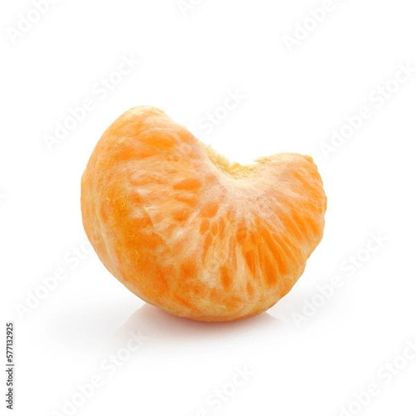Fototapeta Piece of fresh orange tangerine or mandarin close-up isolated on white background