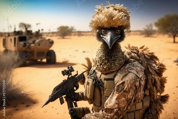 Obraz warrior Emu with rifle, Great Emu War