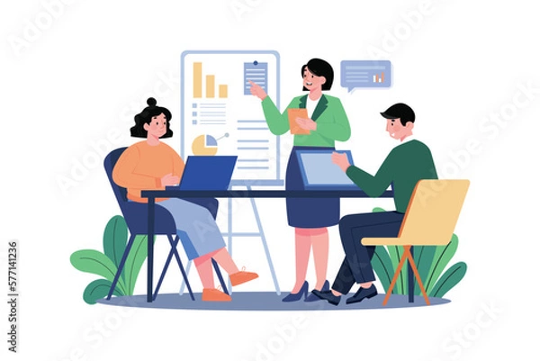 Fototapeta The HR team is providing regular business training to improve employee skills and knowledge.