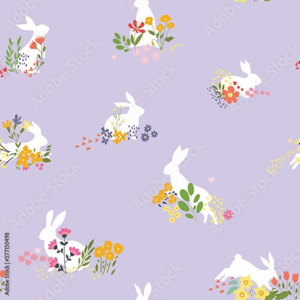 Obraz Cute white rabbit seamless pattern. Background for kids.