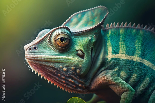 Obraz Green Chameleon close up.