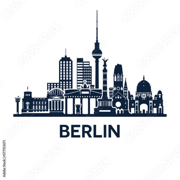 Fototapeta Abstract skyline of city Berlin, extended version, vector illustration