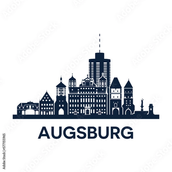 Fototapeta Abstract skyline of city Augsburg, vector illustration