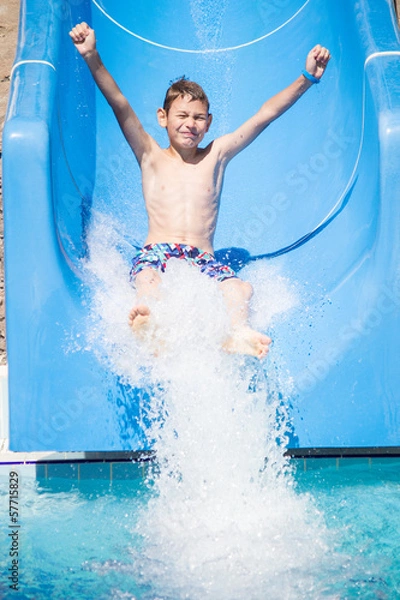 Obraz Boy on a water slide
