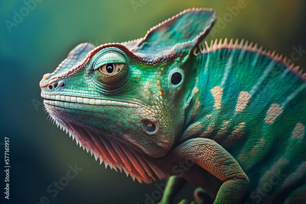 Fototapeta Green Chameleon close up.