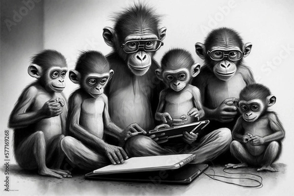 Obraz family of monkeys